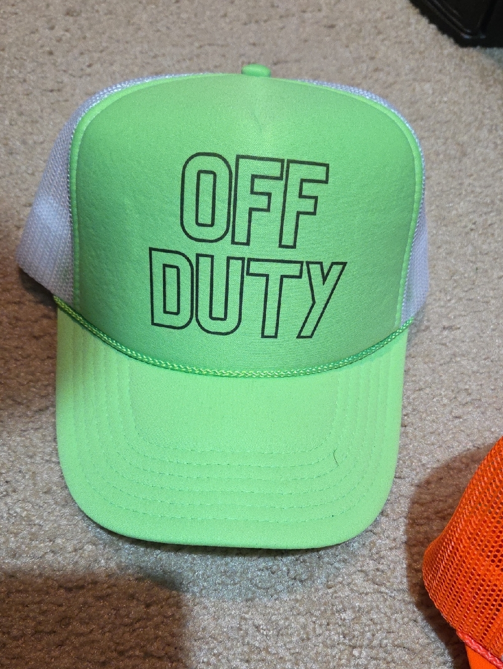 Neon Green "OFF DUTY" Trucker Hat